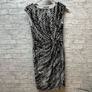 LAUREN Ralph Lauren leaves‎ print dress women’s size 12 black and white tropical